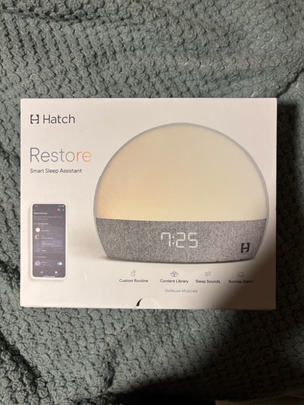 Hatch bedside sleep assistant in gray and white